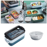 Bento Box Lunch Containers Food Microwave Stainless Portable Dinnerware Blue