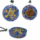 Metatron Cube Lapis Lazuli Orgonite Pendant Orgone Reiki Dual Side Coil