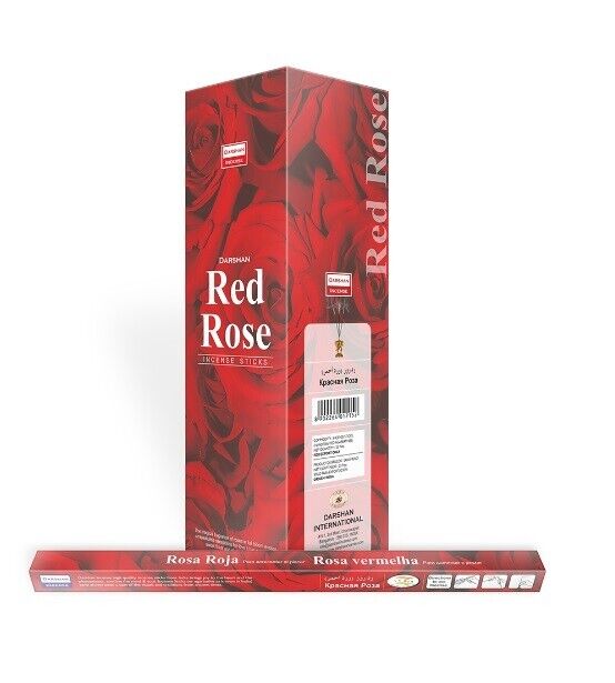 Darshan Red Rose Incense Fragrance Stick Natural India Essences Aroma 120 Sticks