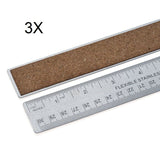 Ruler 30cm Stainless Steel Cork Backing Classic Non-slip Metric Imperial 3 pcs