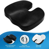 Memory Foam Seat Cushion Lumbar Seat Pillow Pain Relief Car Ergonomical Black