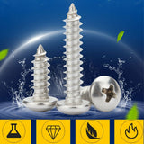 200pcs M4 304 Stainless Steel Self-Tapping Screws Assorted Kit Pan Head Set