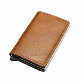Leather Credit Card Holder Men's Money Cash Wallet RFID Blocking Purse Brown