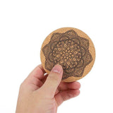 12Pcs Cup Coasters Coffee Pad With Rack Nordic Mandala Round Cork Coaster