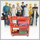 3-Tier Trolley Workshop Cart Rolling Steel Parts Storage Handyman Tool 150KG Red