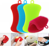 4x Home Kitchen Silicone Scrubber Sponge Brush Dish Pot Pan Washing Cleaning