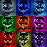 LED Purge Mask Glow in Dark Light up Halloween Costume Scary Rave Festival -Blue