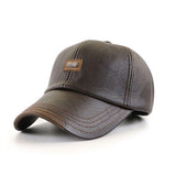 Men Hats Baseball Caps PULeather Outing Cap Fashion Adjustable Dark Coffee