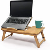 Deluxe Bamboo Laptop Notebook Lap Desk Adjustable Height Workstation