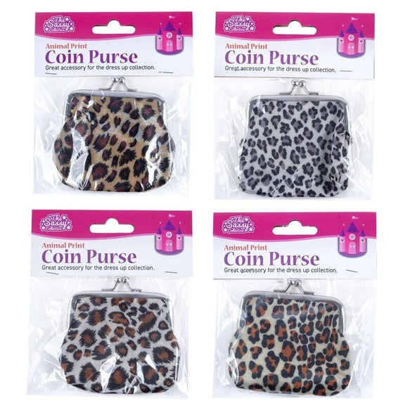 2x Coin Small Change Bag Wallet Pouch Clip Up Women Leopard Mini Purse Assorted