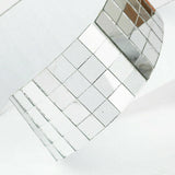 New DIY Mini Mosaic Tiles Adhesive Square Mirror Glass Wall Sticker Decor Silver