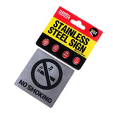 1PK Peel & Stick Sign No Smoking Handy Hardware Stainless Steel - 55x55 mm