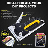 Heavy Duty Staple Gun Stapler Free 500 Staples Fastener Tool Kit Tacker