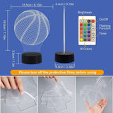 3D Acrylic LED Basketball Night Light 16 Colors Lighting Table Bedside Lamp