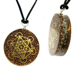 Metatron Cube Sacred Geometry Orgonite Pendant Orgone Reiki Dual Side Coil