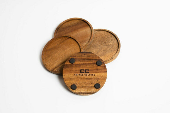 Pack of 4 Wooden Round Coasters Drink Rest Cup Glass Mat