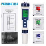 PH EC TDS Salinity Temp 5 in 1 Pen Meter LCD Digital Water Quality Monitor Test