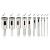 10 Pcs Diamond Glass Drill Set Drill Bit Cutter Drill Holes Saw Core Drill Tool