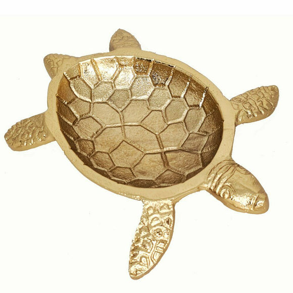 Tray Turtle Ornament Tortoise Aluminium Gold Storage Crystal Jewelry 16.5cm