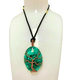 Malachite Wisdom Tree Crystal Pendant Jewellery Gemstone Spiritual Energy