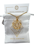 Clear Quartz Rough Star Shape Pendant Necklace Gold Healing Crystal