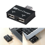 2pcs USB2.0 Male to Twin Charger Dual 2 Port USB Splitter Hub Adapter Converter