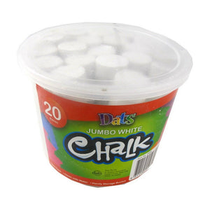 20 x White Jumbo Kids Art Chalk With Bucket