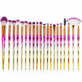 20PC Eye Make-up Brushes Diamond Unicorn Eyebrow Blending Brush Pink/Gold Set