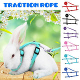 Adjustable Bunny Traction Rope RunningWalkingPet Rabbit Soft Harness Leash Pink
