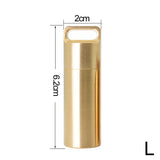 Waterproof Pill Box Case Brass Container Keyring Medicine Capsule Holder Large