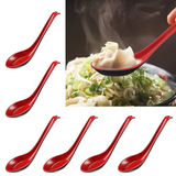 10Pcs Soup Ramen Spoons Asian Chinese Japanese Utensils Long HandleHook Flatware