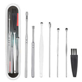 7pcs Earwax Removal Set Ear Pick Wax Cleaner Earpick Curette Remover Stainless Steel