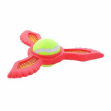 2x Dog Toy Fetch Flyer Foam Dart w/ Tennis Ball Durable Rubber Pet Puppy Toy RED