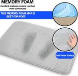 2x Memory Foam Bath Mat Non-Slip Back Fleece Softness Absorbent Grey 40x60cm