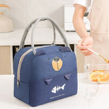 Portable Insulated Thermal Cooler Cartoon Lunchbox Tote Picnic Bento - Blue