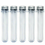 50x Plastic Lab Test Tubes Metal Cap Screw Lid Round Bottom Wedding Party 45ml