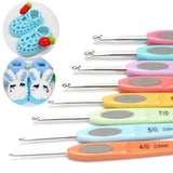 8x Crochet Hooks Sewing Tool Kit Yarn Knitting Needles Ergonomic Grip Set