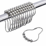 12x Shower Curtain Rings Hooks Rustproof Stainless Steel For Bathroom Shower