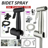 Stainless Steel Handheld  Toilet Spray Shower Diverter Black