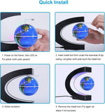 Magnetic Levitating Floating Rotating World Map LED C-Shape Lamp Home Desk Blue
