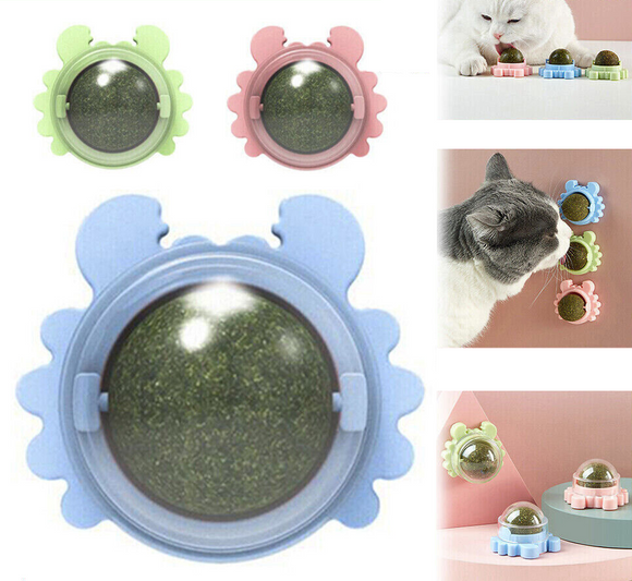 2x Rotatable Cat Treat Toy Catnip Snack Licking Ball Kitten Pet Molar Toys