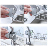 Kitchen Sink Faucet Shelf Sponge Dish Cloth Holder Rack Storage Organizer Silver