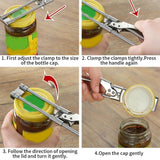 Multifunctional Stainless Steel Jar Opener Adjustable Bottle Lid Beer Gripper