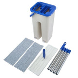 Deluxe Double Chamber Flat Mop Bucket Set with 2 Microfibre Pads