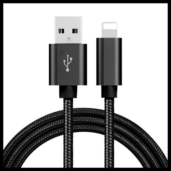 Braided USB Charger Phone Cable Cord iPhone 14 13 12 11 Pro Max XRiPad- Black 2M