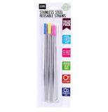 Straws Stainless Steel Including Silicone Tips and Cleaning Brush Eco Friendly