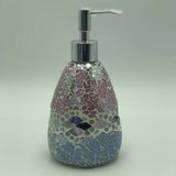 Pink Aztec Glass Mosaic Soap Dispenser Pump Bottle Holder Crystal Colourful