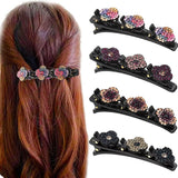 4pcs Sparkling Crystal StoneHairpinBraided Hair Clips Double Bang Braided