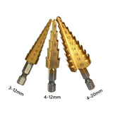 3pcs HSS Steel Step Cone Drill 3-12/4-12/4-20mm Titanium Bit Set Hole Cutter