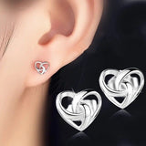 Unique Sweet Love Heart Stud Earrings Valentine's Day Jewelry Gift For Women